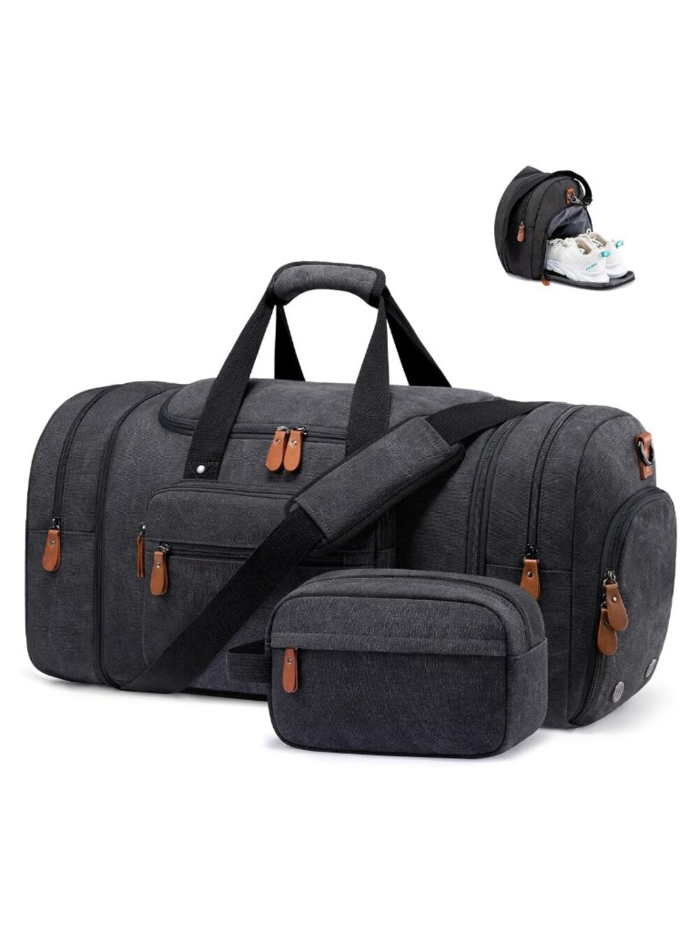 Men's Canvas Travel Duffel Bag Expandable Weekender Overnight Carry On